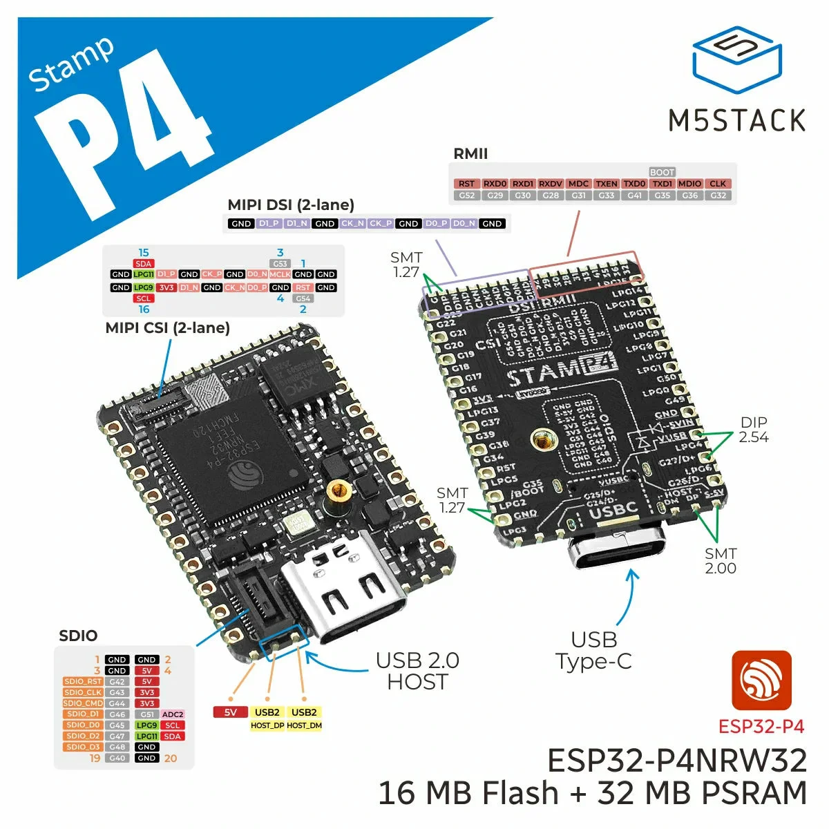 M5Stack M5Stamp ESP32-P4 High  - Esp32 P4 评论和价格