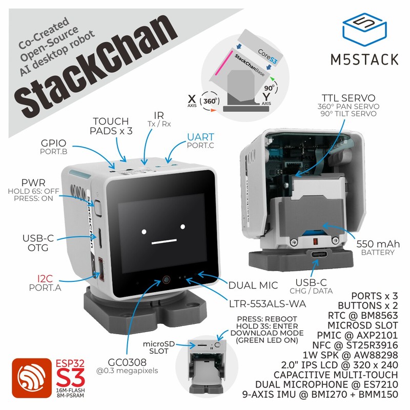 M5Stack Official StackChan: Ka - Esp32 评论和价格